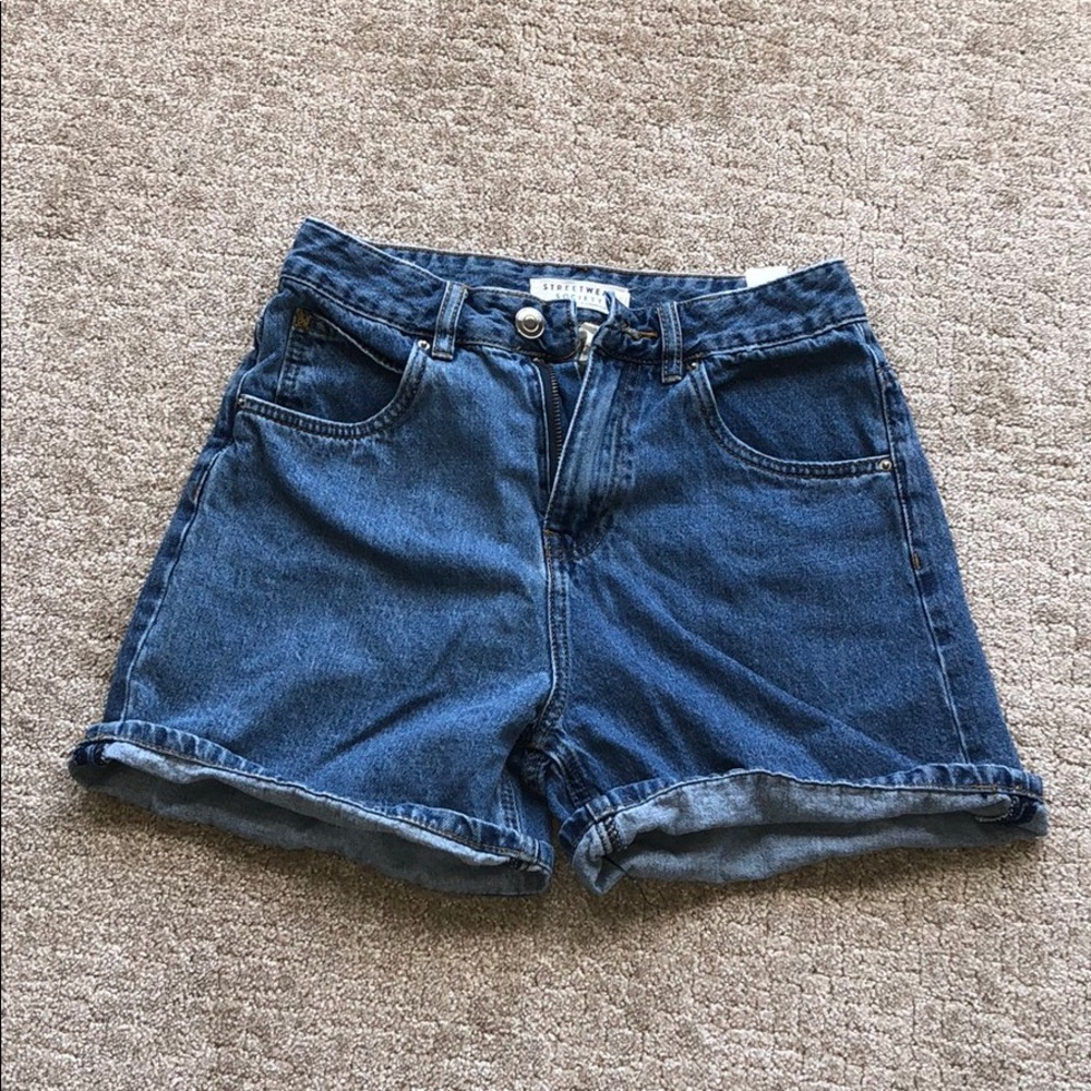 high rise denim shorts